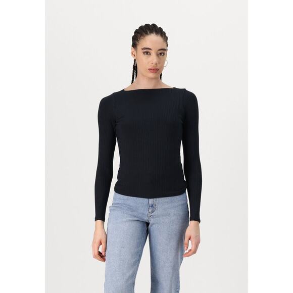 Abercrombie and Fitch Ottoman Long sleeve Top size Medium Black Stretch Minimal - Picture 1 of 13